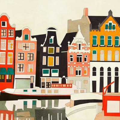Amsterdam, Netherlands Houses 3 - Giclee Print, 16x16