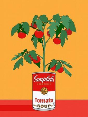 Campbells Soup Tomato Plant Retro Illustration - Giclee Print, 12x16