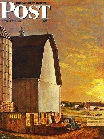 "Dairy Farm," Saturday Evening Post Cover, July 19, 1947 - Giclee Print, 12x16 "Dairy Farm," Saturday Evening Post Cover, July 19, 1947 - Giclee Print, 12x16