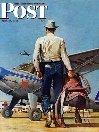 "Flying Cowboy," Saturday Evening Post Cover, May 17, 1947 - Giclee Print, 12x16 "Flying Cowboy," Saturday Evening Post Cover, May 17, 1947 - Giclee Print, 12x16