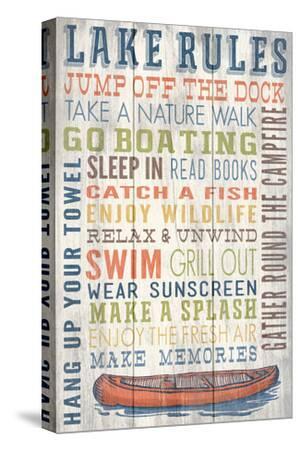 Lake Rules - Barnwood Painting - Canvas Print Wall Art, 12x18