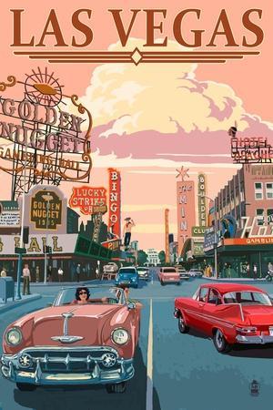 Las Vegas Old Strip Scene - Wall Art Print, 12x18 Las Vegas Old Strip Scene - Wall Art Print, 12x18