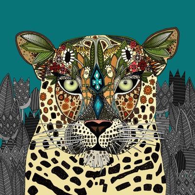 Leopard Queen Teal - Wall Art Print, 16x16