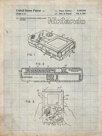 PP70-Antique Grid Parchment Nintendo Game Boy Poster - Giclee Print, 12x16 PP70-Antique Grid Parchment Nintendo Game Boy Poster - Giclee Print, 12x16