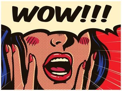 Retro Pop Art Surprised and Excited Comic Book Woman with Speech Bubble Saying Wow Vector Illustrat - Photographic Print, 12x9 Retro Pop Art Surprised and Excited Comic Book Woman with Speech Bubble Saying Wow Vector Illustrat - Photographic Print, 12x9