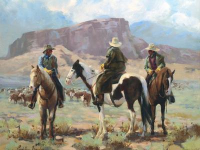 Three Cowboys - Wall Art Print, 16x12